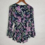 Xhilaration Xhiliration Womens Dress Size XS Blue Floral Pattern Long Flare Sleeve V-Neck Photo 64