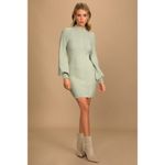 Lulus  Thankful Thoughts Sage Green Cable Knit Sweater Dress XL NWT Photo 1