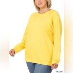 Zenana Outfitters Raglan Sleeves Cotton Crewneck Sweatshirt Relaxed Yellow Loungewear 2X Photo 2