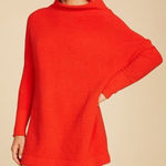 Free People  Ottoman Slouchy Mockneck Tunic Sweater in Red Size S Photo 0