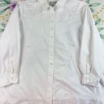 Blair Embroidered Button Down Shirt White Long Sleeve Scalloped Hem Top 2XL Size undefined Photo 0