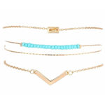 Boutique NEW Women's 3 Piece Bracelet‎ Set, Adjustable, Gold & Turquoise, Adjustable Photo 3