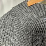 Lands End Women Mock Neck Cable Knit Sweater Dress Gray Long Sleeve Size L 14 16 Size L Photo 3