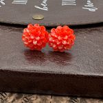 Handmade Red Glitter Resin Floral Stud Earrings | Holiday Party Christmas Gift Photo 3