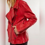 Free People NWT  Jealousy Leather Moto Jacket in Flame Photo 2