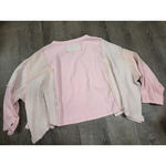 POL  Pieced Split Neck Oversized Top Pink Multi Boxy Sweatshirt Small Photo 3
