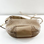Giorgia Milani Leather Woven Shoulder Crossbody Bag Purse Beige Tan Photo 2