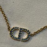 Christian Dior PETIT CD NECKLACE Gold-Finish Metal and Blue Crystals Photo 3