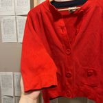 Buttons Red/Orange Cotton Cardigan with Big and Small Pockets Photo 6