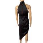 Cinq à Sept NWD Cinq A Sept Naya Black Silk Ruched Asymmetric Silk High Neck Dress Sz 2 Photo 5