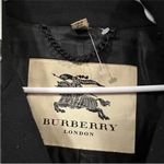 Burberry  Black Leather Trim Wool Blend Double Breasted Jacket US 12 Photo 2