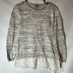 Como vintage Marled Gray Top with Lace Trim Photo 0
