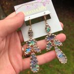 Gold and abalone dangle chandelier statement earrings Photo 3