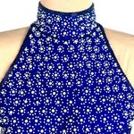 VTG 90s Ibiza Silk Hand Beaded Halter Neck Column Gown S Maxi Dress Royal Blue Photo 2