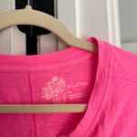 Pilcro NWT  Anthropologie Babydoll Henley Neon Pink Short Sleeve V Neck Top Photo 2