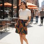 Farm Rio  Colorful Button-Front Corduroy  Mini Skirt Photo 1