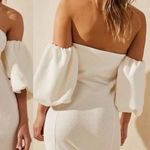 Free People  Beach White Bubbly Puff Sleeve Off The Shoulder Mini Dress S Photo 0