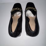 Vis Spiga Women’s Black Suede Block Heel Loafers Size 7 Chain Detail Slip On Photo 4