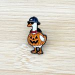 Pumpkin Goose Soft Enamel Pin, Silly Goose, Goose Gift, Untitled Goose Game Orange Photo 1