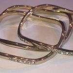 3 Gold Tone CZ Rhinestone Classic Wavy Boho Bangle Bracelets Photo 0