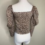 ZARA Cheetah Leopard Print Cropped Puff Sleeve Blouse Sz Medium Photo 1