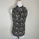 Jones New York Vintage Silk Taupe Black Tie Neck Blouse Sz 4 Photo 1