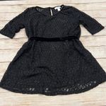 Motherhood Maternity  Black Lace Velvet Belted Fit Flare Dress Small Photo 0