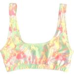 H & M Neon Green Yellow Burst Square Neckline Print Bikini Top Bathing Swim S Photo 0