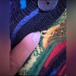 Vintage Aklanda cardigan retro 90s chunky3D knit Large new wool Coggi Style Blue Photo 7