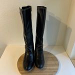 st. john's bay Black Vegan Leather White Stitched Buckle Heeled Boots Size 10 Photo 1