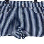 American Eagle  Hi-Rise shortie blue & white striped jean shorts size 16 NEW Photo 0