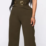 Charlotte Russe Casual feeling Wide leg jumsuit 
 ,olive green color . Photo 0