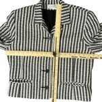 Vintage 90s Black White Houndstooth 100% Silk Cropped Blazer size XS Soiree Photo 2