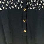 Ivy Ridge Navy Blue Patterned Mesh Neckline Stretch Jersey Knit Dolman Polo Top Photo 5