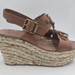 Lucky Brand  REBA Leather Designer Espadrille Wedge Platform Sandals Size 8.5 M Photo 6