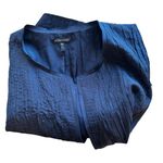 Eileen Fisher  100% Silk Textured Cropped Jacket – Size L – Navy Blue Photo 4