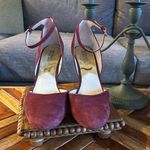 Michael Kors Michael  Georgia Ankle Strap Pumps Sz 11 Burgundy Merlot Suede Photo 0