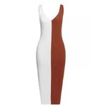 STAUD Dana block dress in cream and brown EUC Photo 6