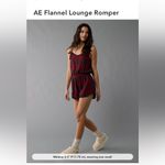 American Eagle NWT  Flannel Plaid Pajamas / Lounge Romper in Burgundy/Charcoal Size M Photo 3