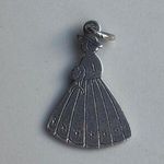 Vintage Woman in Dress and Flowers Charm 925 Sterling Silver Marked Sterling Photo 0