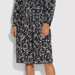 Coach Yoke StaticāPattern Jacquard Long Sleeve Midi Dress Back White 0 Photo 0