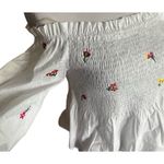 ZARA Womens Chocolate USA Floral Embroidered Off Shoulder Crop Top - Sz M Photo 3