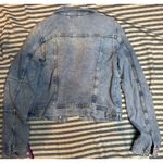 Free People Distressed Denim Jacket Light Wash Frayed Pockets Button Front Women Photo 9