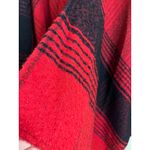 EXPRESS  oversized blanket poncho red black textured open front, size one size Photo 5