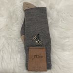 J.Crew ‎ Women's Dress Sock  One Size Gray Embroidered Floral Lightweight NWT Photo 1