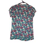 Fossil  Woman's Floral Printed Purple & Blue VNeck Blouse Size Medium Photo 4