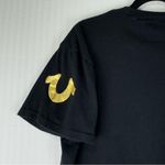 True Religion Black Crewneck Short-Sleeve T-Shirt Women’s Large Gold Horseshoe Photo 3