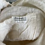 Vintage Ivory Crochet Wood Bead Detail Woven Cotton Lined Satchel Purse Handmade Tan Photo 2