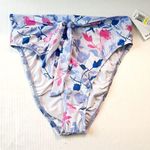 Splendid  Floral Flurry Tie-Front Bikini Bottom High Leg Pant Sz M NWT Blue Pink Photo 3