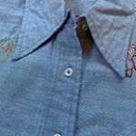 Vintage 70s Nature Lover Long Sleeve Button Down Dagger Collar Western Shirt Blue Photo 6
